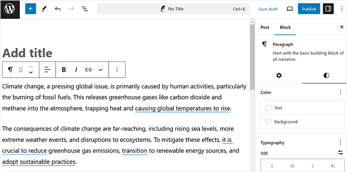 Visual editor mode in WordPress Visual editor mode in WordPress