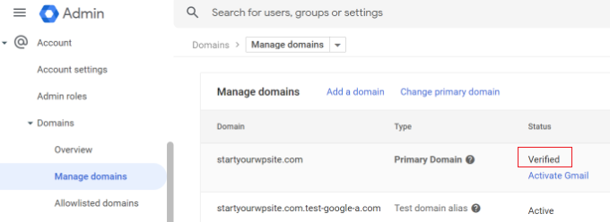 See domain is verified See domain is verified
