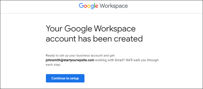 G Suite account setup completed Setup your account