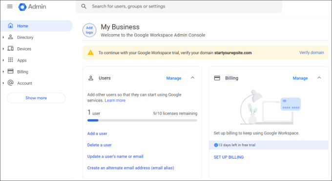 View the admin console View the admin console