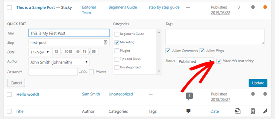 Make this Post Sticky Option in WordPress Make this Post Sticky Option in WordPress