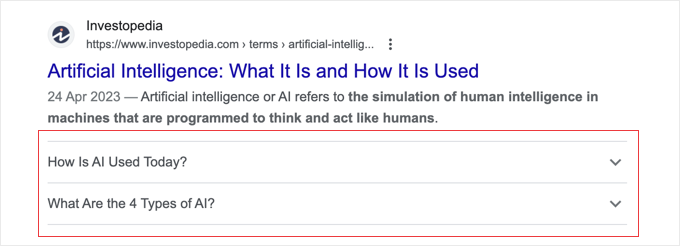 Example of FAQ rich result Example of FAQ rich result