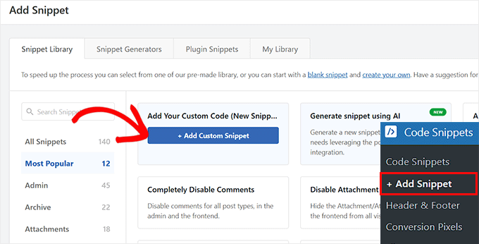 Choose Add Your Custom Code option Choose Add Your Custom Code option