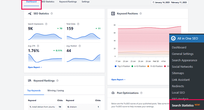 Search statistics dashboard Search statistics dashboard