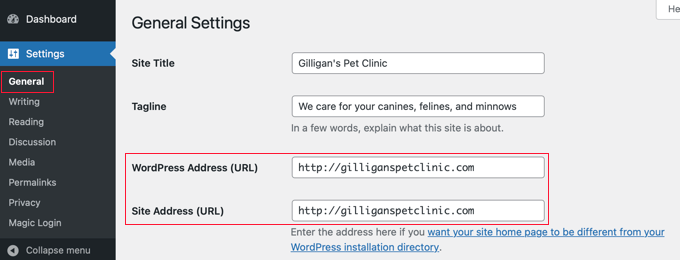 Change the WordPress Address and Site URL Change the WordPress Address and Site URL