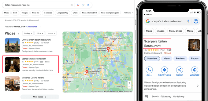 Local business schema example
