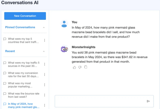 使用 Conversations AI 提问分析数据