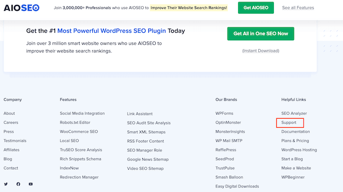 获取 AIOSEO 的 WordPress 支持