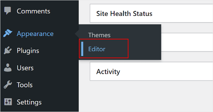 从 WordPress 后台选择全站编辑器