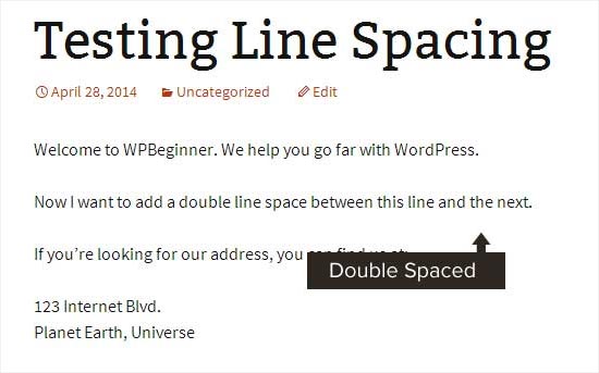在 WordPress 中添加双倍行距创建段落