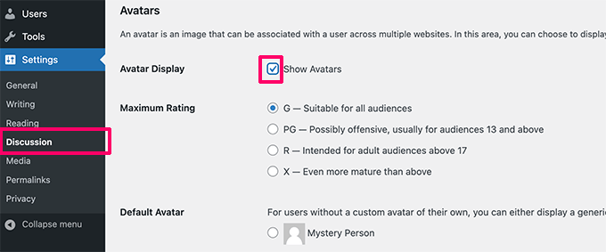在 WordPress 中关闭 Gravatar 选项
