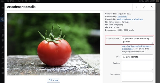 在 WordPress 媒体库中查看或编辑图片的 alt 文本