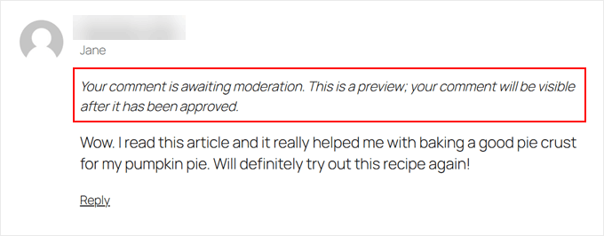WordPress 待审核评论示例 WordPress 待审核评论示例
