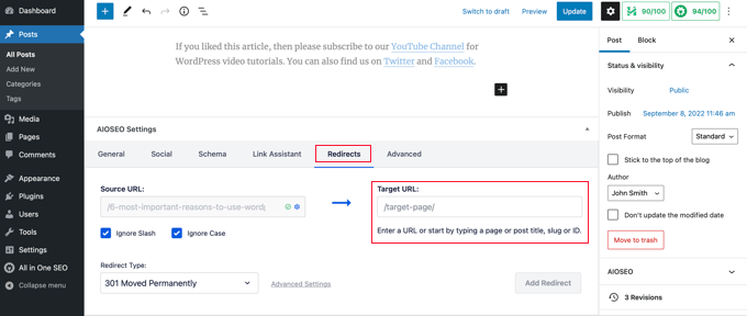 从 WordPress 编辑器重定向文章 从 WordPress 编辑器重定向文章