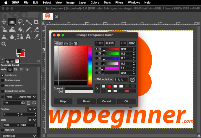 GIMP 的颜色选择器