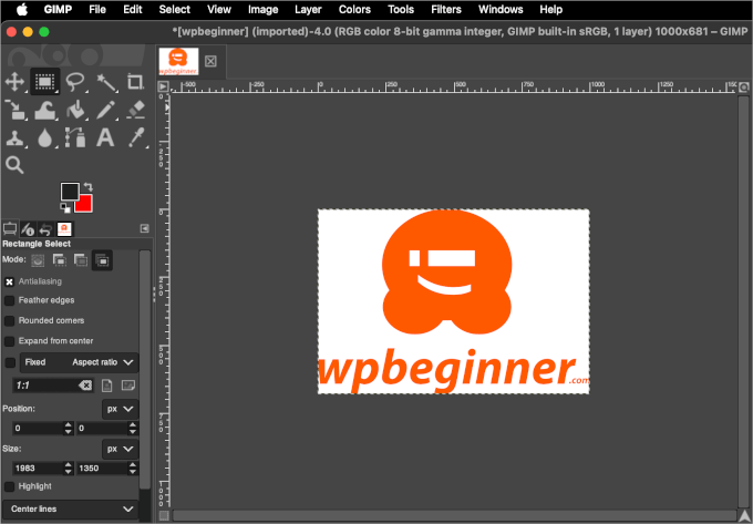 GIMP 编辑器中的新图片版本