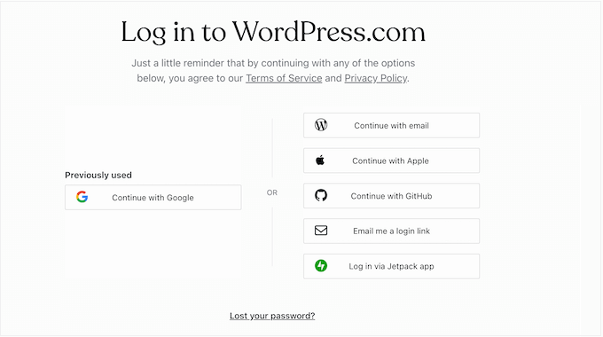 登录你的 WordPress 博客账户