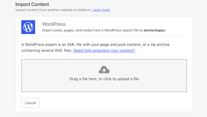 如何将 XML 备份文件上传到 WordPress 账户
