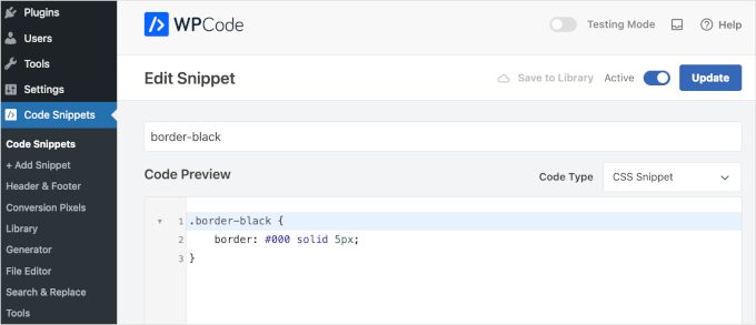 在 WPCode 中添加图片边框 CSS 片段