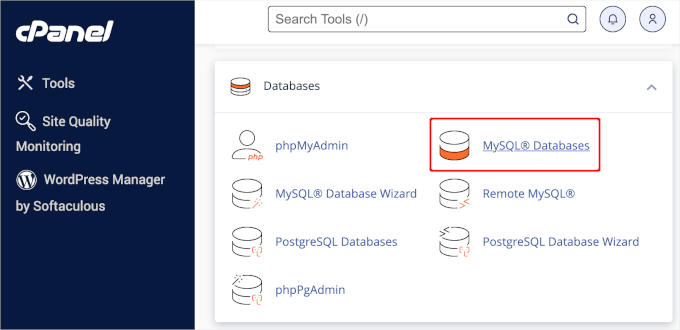 cPanel MySQL 数据库