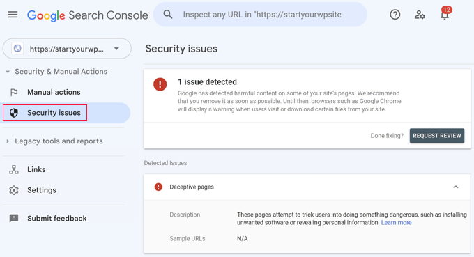 Google Search Console 安全问题