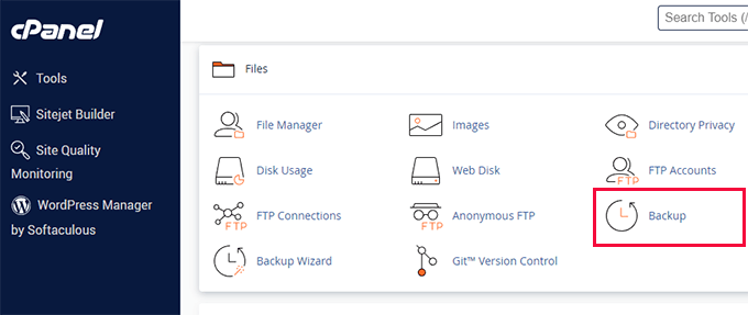 cPanel 备份