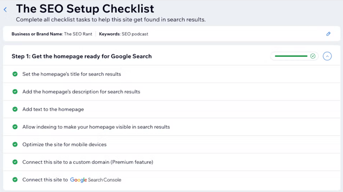 Wix SEO 设置清单