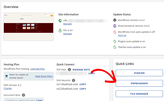 phpMyAdmin 快速链接