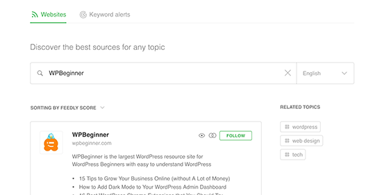 使用 Feedly 订阅网站 使用 Feedly 订阅网站