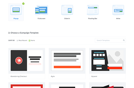 OptinMonster 表单类型