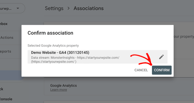 确认 Search Console 和 Google Analytics 之间的关联