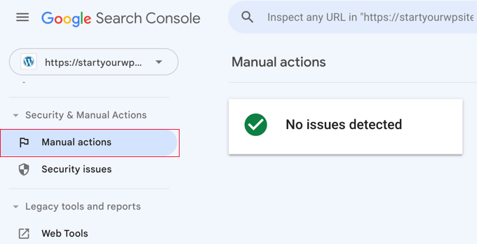 Google Search Console 中的人工操作报告