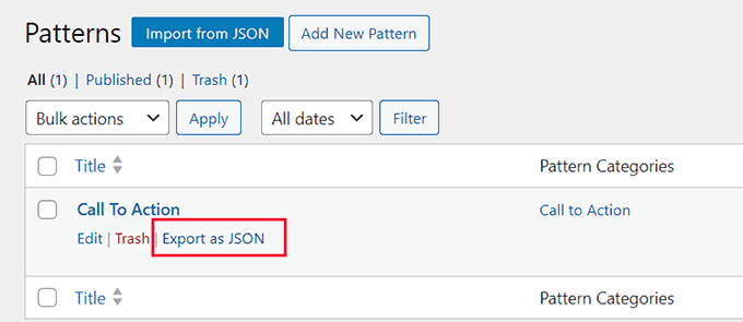 点击导入 JSON 按钮