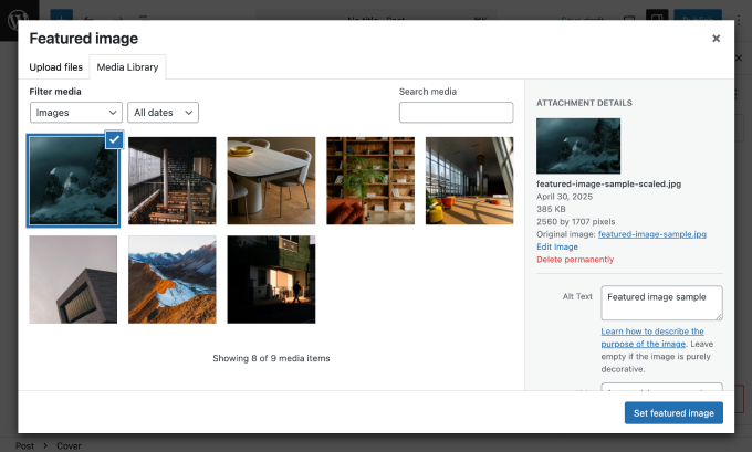 featured-image-media-library-page 特色图像媒体库页面
