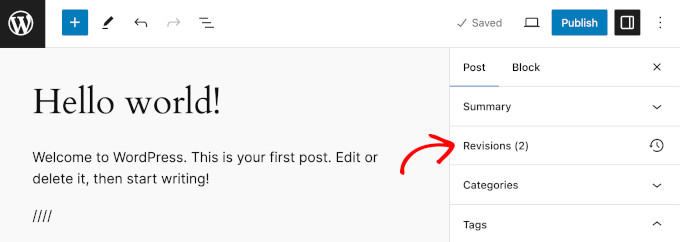 Gutenberg WordPress Post Revisions WordPress 修订