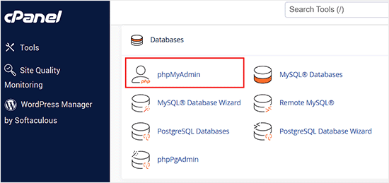 选择phpMyAdmin