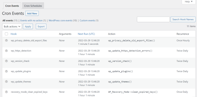 WordPress cron 作业 查看 Cron 事件
