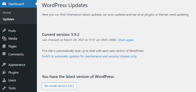保持 WordPress 更新 使用最新 WordPress 版本