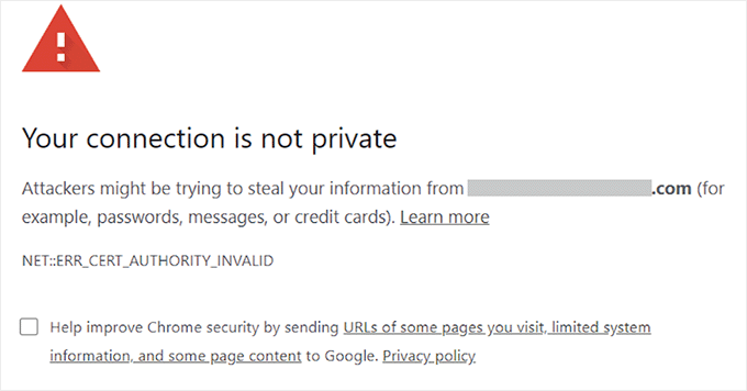 Google Chrome 中的连接不是私密连接错误 Your connection is not private error in Google Chrome