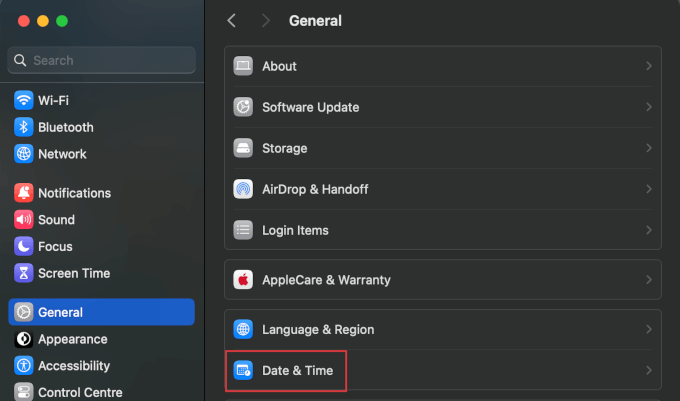 Mac 上的日期和时间设置 Date and time settings on a Mac