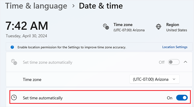 在 Windows 中设置日期和时间 Set date and time in Windows