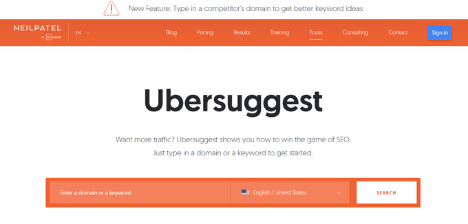 Ubersuggest 工具 Ubersuggest 关键词工具