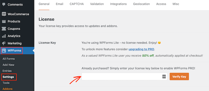 WPForms 许可证