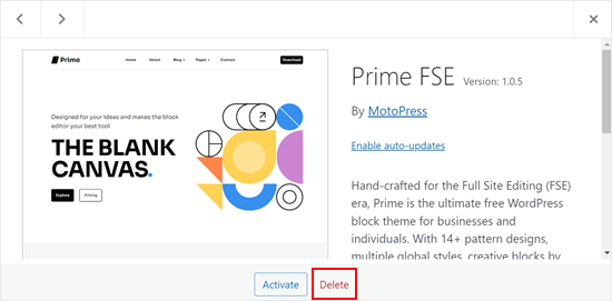 通过 WordPress 后台删除主题 通过 WordPress 后台删除主题