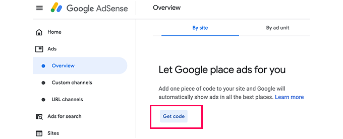 生成 Google AdSense 自动广告代码 获取自动广告代码