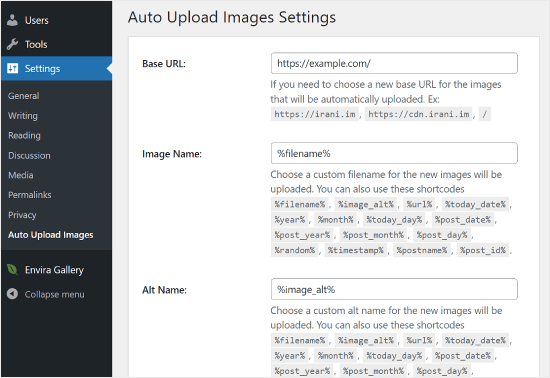 自动上传图片设置 Auto Upload Images 插件设置