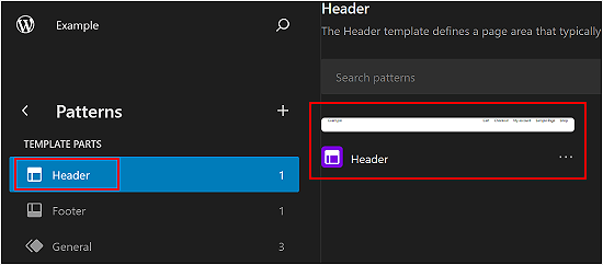 在 WordPress 块编辑器中选择页眉图案 在 WordPress 块编辑器中选择页眉图案