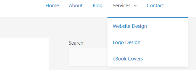 WordPress 子菜单预览