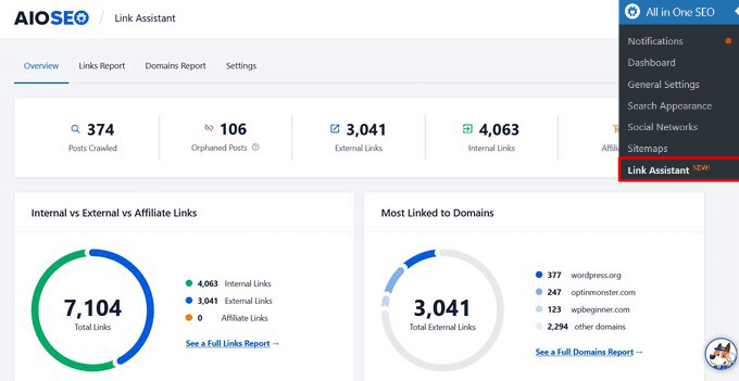 AIOSEO 链接助手仪表盘 AIOSEO 链接助手仪表盘