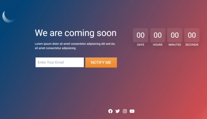 预览中的 Coming Soon 页面 Coming Soon 页面预览